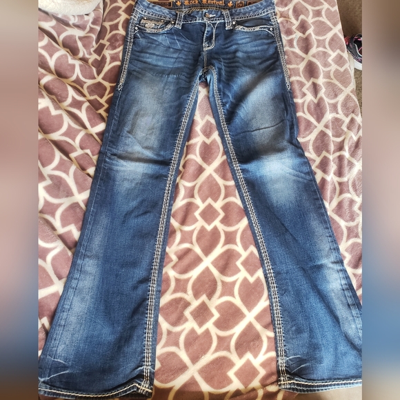 Rock Revival Denim - Rock Revival Blue Boot Cut Jeans with Natural Fading